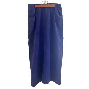 Vintage Anne Klein II Purple Blue 100% Silk Maxi Skirt Size 12